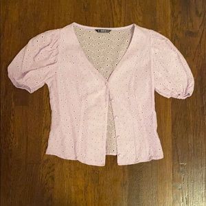 lavender puff sleeve blouse